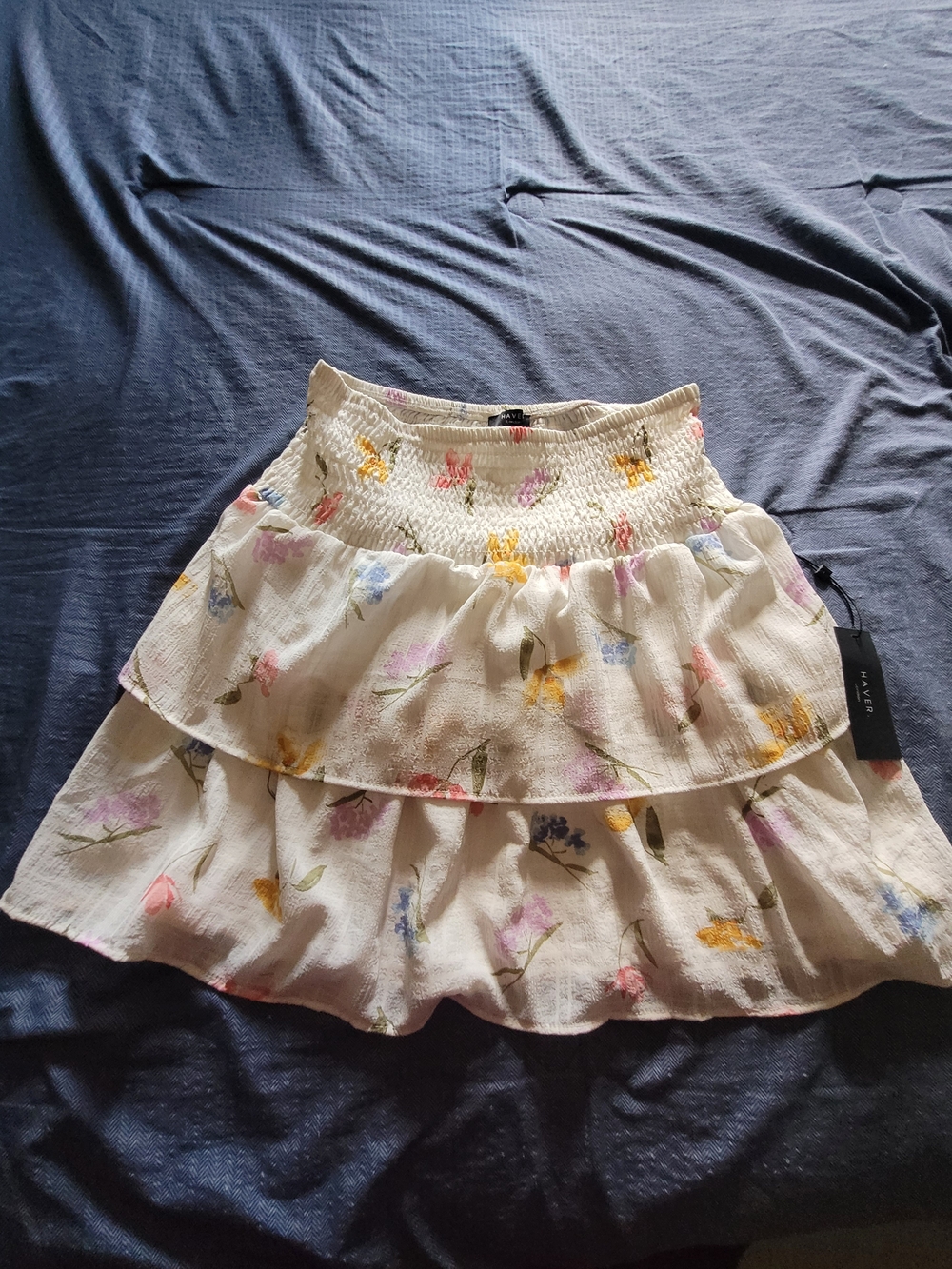 Floral Tiered White Women's Skirt